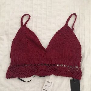 Burgundy Crochet Crop Top/Bralette